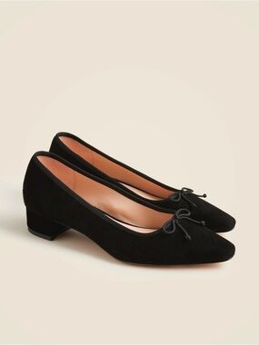 Classic Black Suede Low Heel Ballet Pump